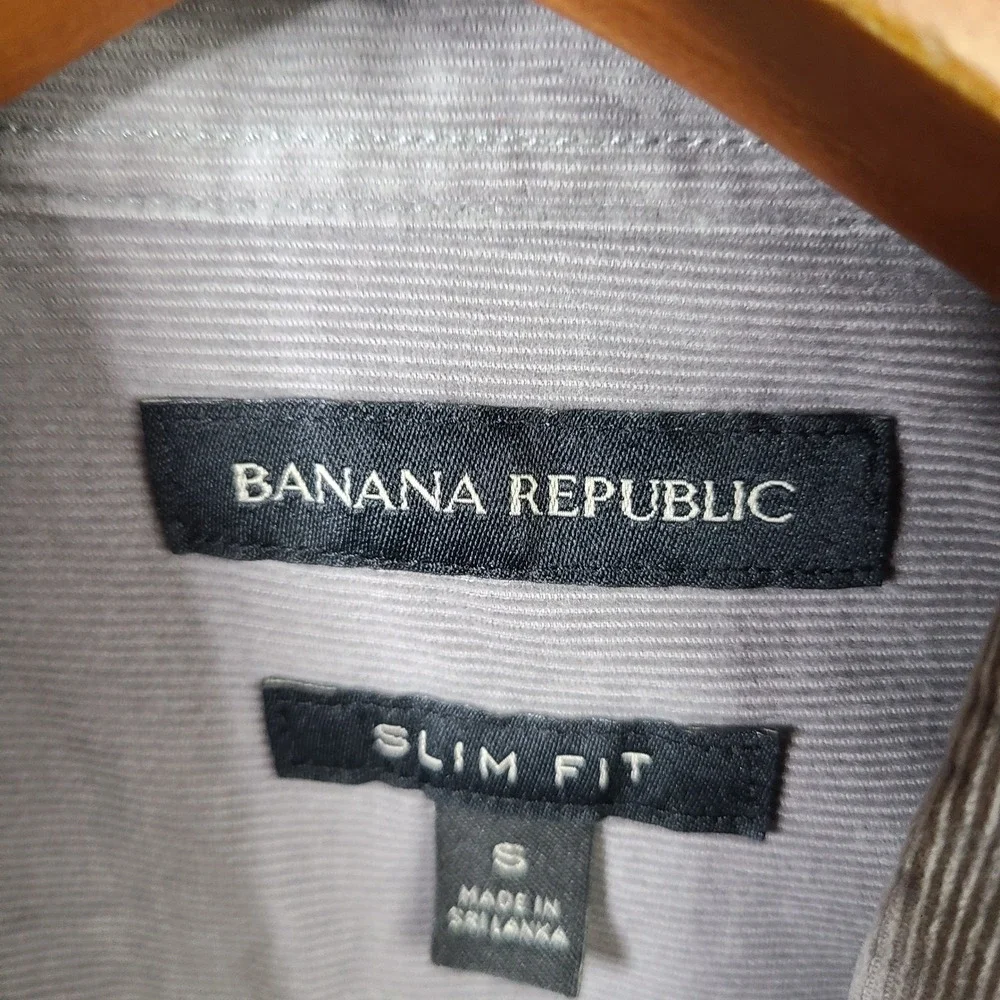 Banana Republic Shirt Men Small Gray Corduroy Slim Fit Button Down Casual Cotton